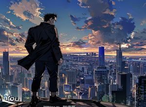 龙禁漫都市漫画《都市王者》封面，西装男主站在城市天际线前，气场强大霸气侧漏